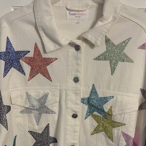 Colorful Star Cropped Jacket - medium - new without tags